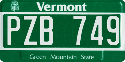 VT license plate PZB749