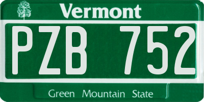 VT license plate PZB752