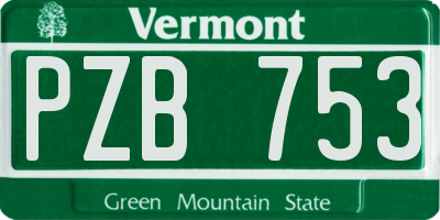 VT license plate PZB753