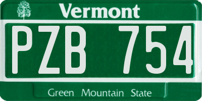VT license plate PZB754