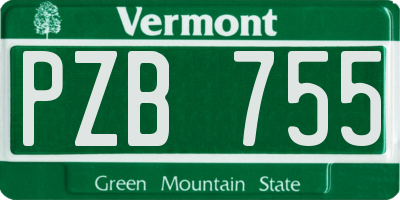 VT license plate PZB755