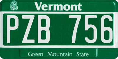 VT license plate PZB756