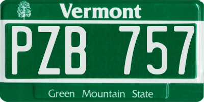 VT license plate PZB757