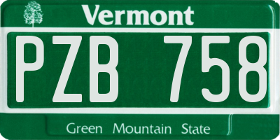 VT license plate PZB758