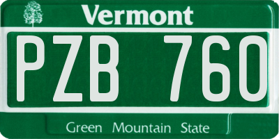 VT license plate PZB760