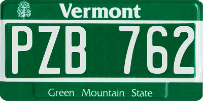 VT license plate PZB762