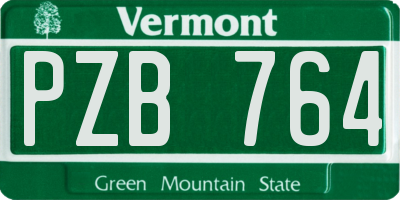 VT license plate PZB764