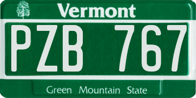 VT license plate PZB767