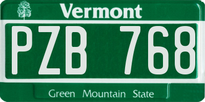 VT license plate PZB768
