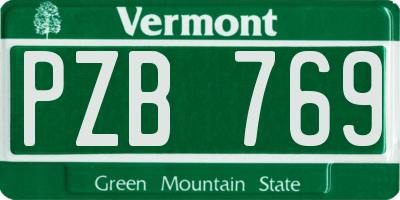 VT license plate PZB769