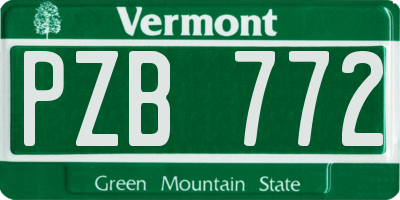 VT license plate PZB772