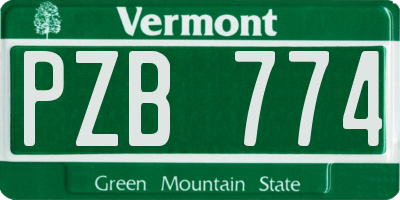VT license plate PZB774