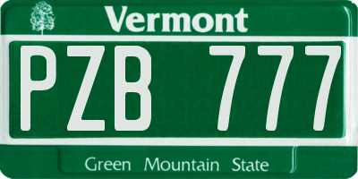 VT license plate PZB777