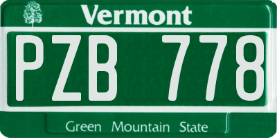 VT license plate PZB778