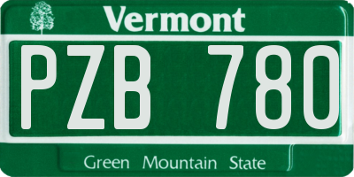 VT license plate PZB780