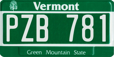 VT license plate PZB781