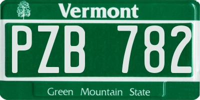 VT license plate PZB782