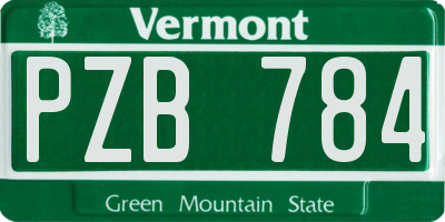 VT license plate PZB784