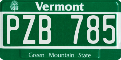 VT license plate PZB785