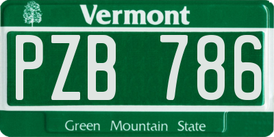 VT license plate PZB786
