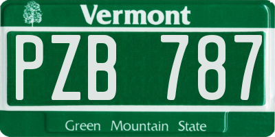VT license plate PZB787