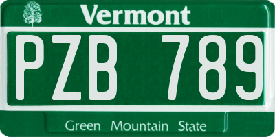 VT license plate PZB789