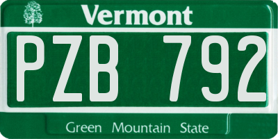 VT license plate PZB792