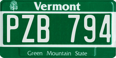 VT license plate PZB794