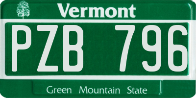 VT license plate PZB796