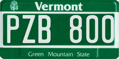 VT license plate PZB800