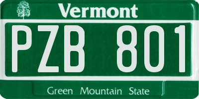VT license plate PZB801