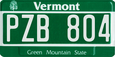 VT license plate PZB804