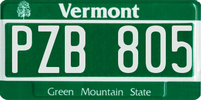 VT license plate PZB805