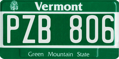 VT license plate PZB806
