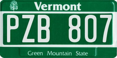 VT license plate PZB807