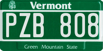 VT license plate PZB808