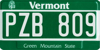 VT license plate PZB809