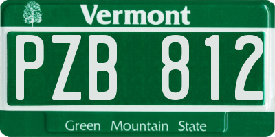 VT license plate PZB812