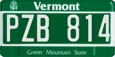 VT license plate PZB814