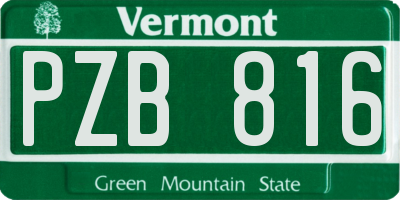 VT license plate PZB816