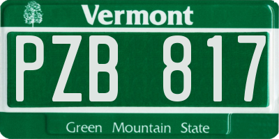 VT license plate PZB817