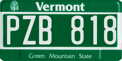 VT license plate PZB818