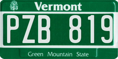 VT license plate PZB819