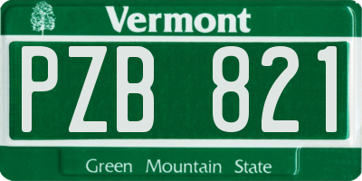 VT license plate PZB821