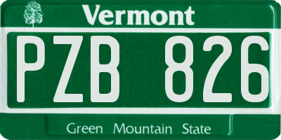 VT license plate PZB826
