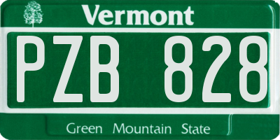 VT license plate PZB828