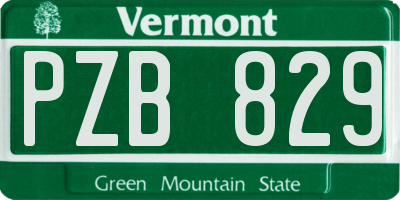 VT license plate PZB829