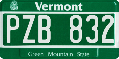 VT license plate PZB832