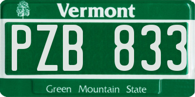 VT license plate PZB833