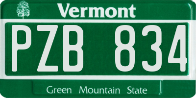 VT license plate PZB834
